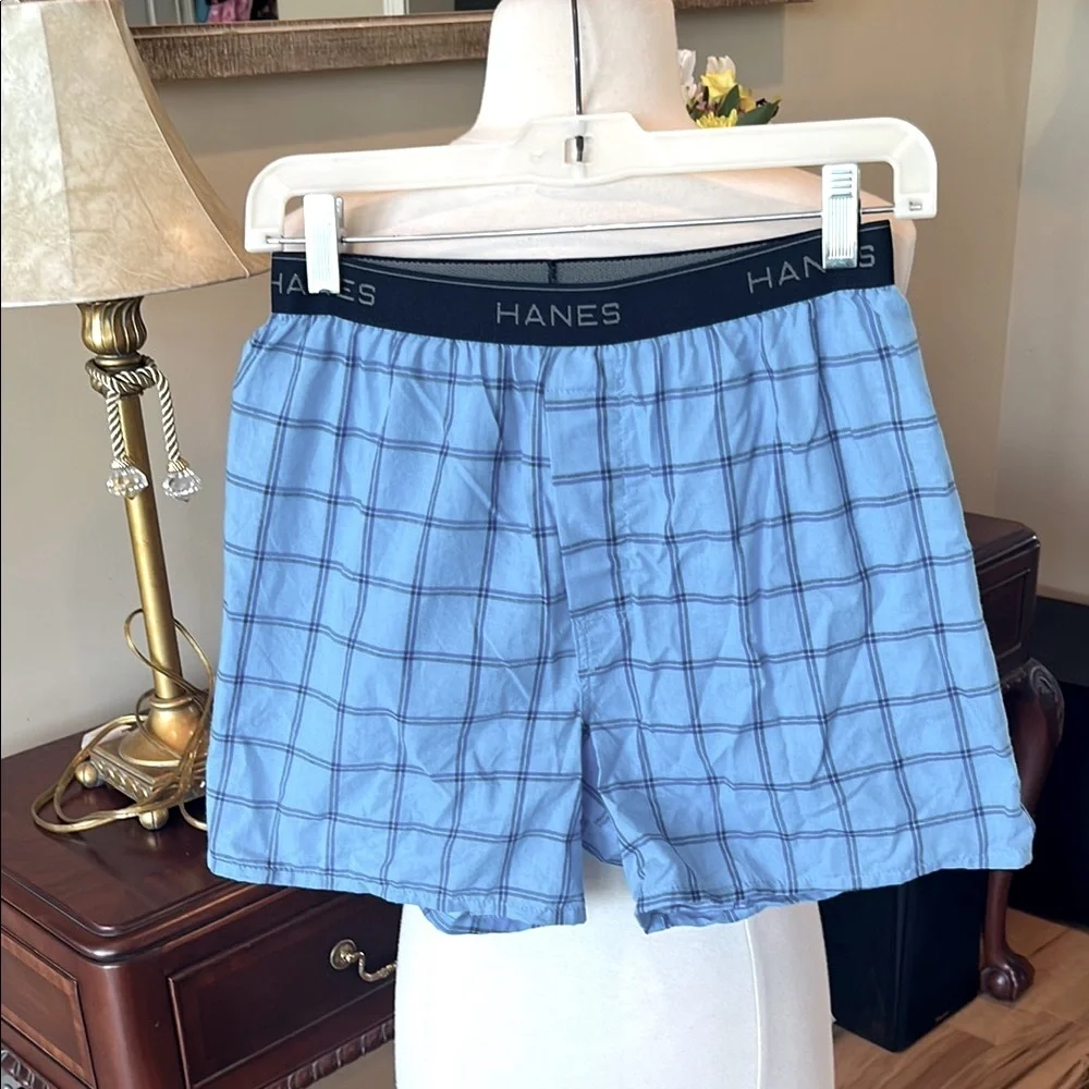 Hanes Men's Blue Plaid Boxers
